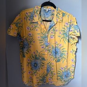 Madewell Ruffle Sleeve Yellow Button Down Shirt